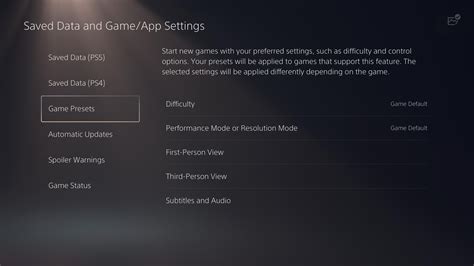 How to Choose Default Game Settings Across All PS5 Games