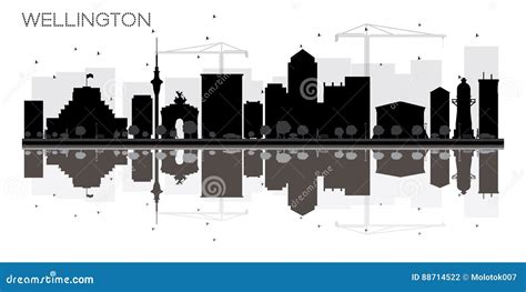 Wellington City Skyline Black and White Silhouette Stock Vector - Illustration of place, outline ...