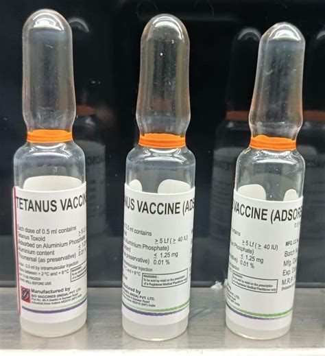 Liquid Injection Tetanus Vaccine, Packaging Size: 0.5ml at Rs 9.5/piece ...