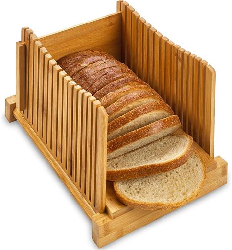 Amazon.com: Bamboo Bread Slicer – Natural Wood Foldable Cutter for Homemade Bread, Loaf Cakes ...