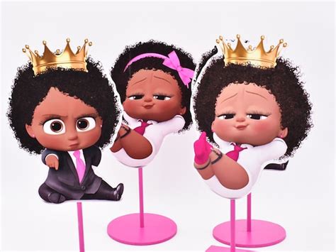 Boss Baby Afro Puff Black Girl Pink Gable Box Favor Bags & Containers ...