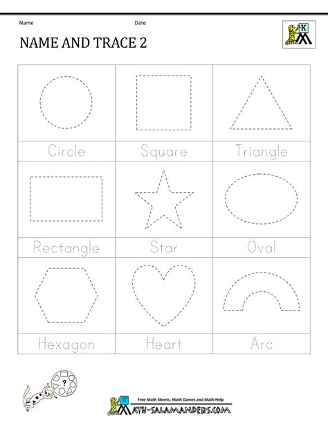 Shape Tracing Worksheets Kindergarten