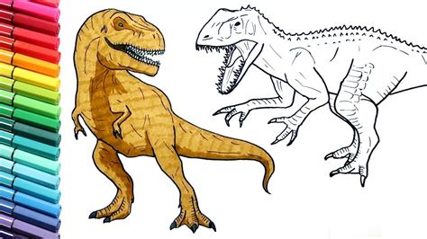 Induminus VS Trex Jurassic World Dinosaurs Color Pages for Kids - How To Draw and Color ...