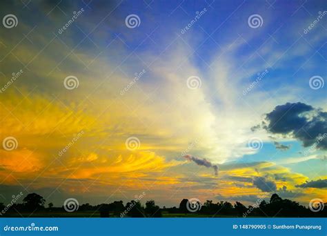 Beautiful sunset landscape stock image. Image of plain - 148790905