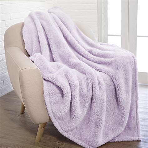 PAVILIA Fluffy Sherpa Throw Blanket Lavender Light Purple | Plush, Super Soft, Fuzzy, Shaggy ...