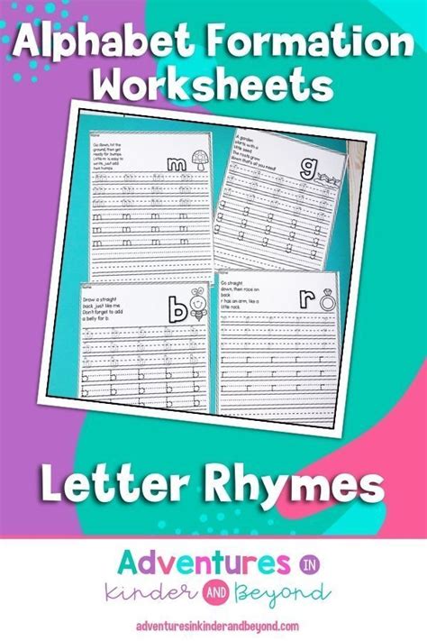 the alphabet formation worksheets for letter rhymes