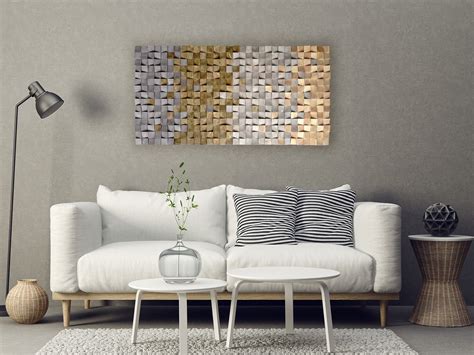 textured wood wall art, mosaic wall hanging, 3D wood wall art, wood wall decor grey brown ...