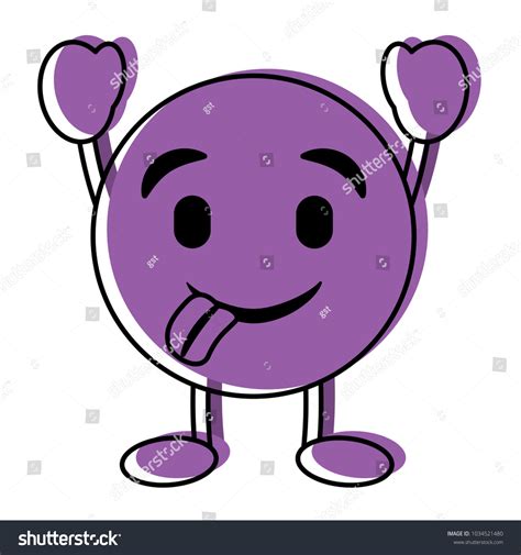Purple Emoticon Cartoon Face Tongue Out: vector de stock (libre de regalías) 1034521480 ...