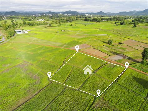 Premium Photo | Land plot for building house aerial view land field ...