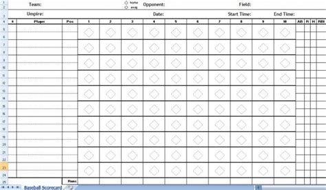 Printable Baseball Score Sheet - tbko1