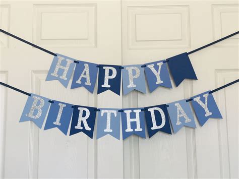 Blue Theme Happy Birthday Banner | Happy birthday banners, Birthday ...