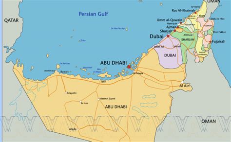 تعرّف على خريطة الامارات ومواقع إماراتها السبع والدول المجاورة