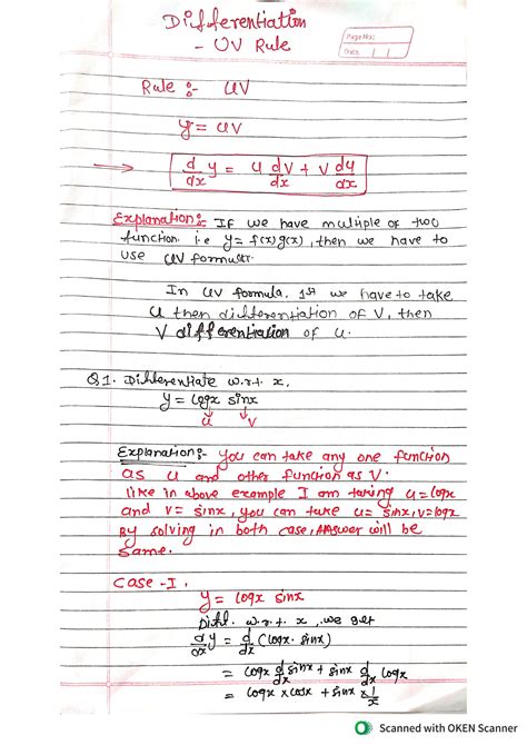 SOLUTION: Differentiation by uv rule explained in simple language, also ...