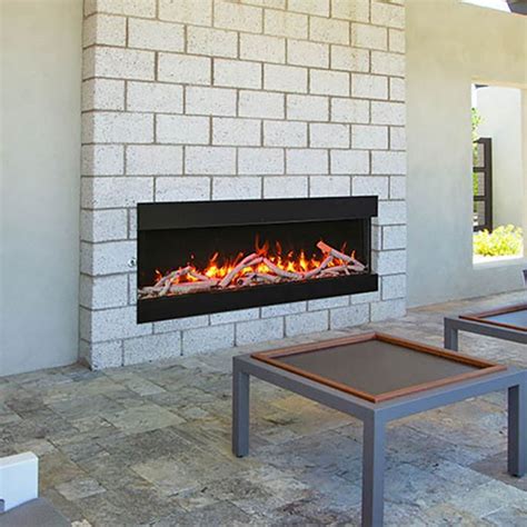 Remii BAY-SLIM Indoor/Outdoor Built-In 3-Sided Electric Fireplace with ...