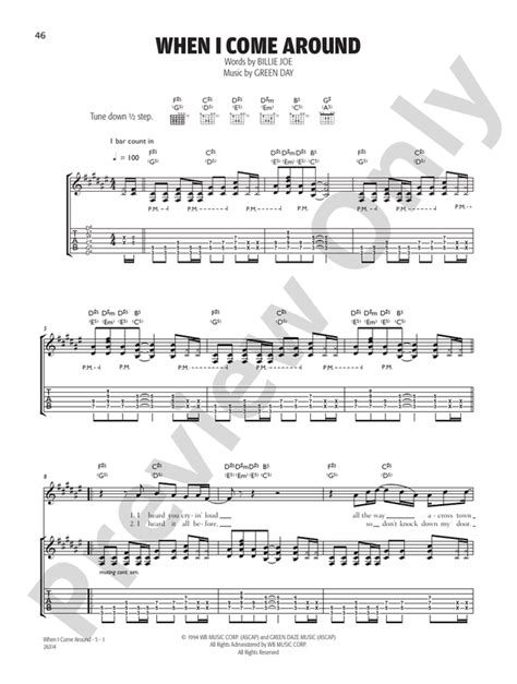 When I Come Around: Guitar: Green Day - Digital Sheet Music Download