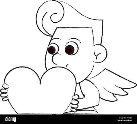 Cupid holding heart sketch Stock Vector Image & Art - Alamy