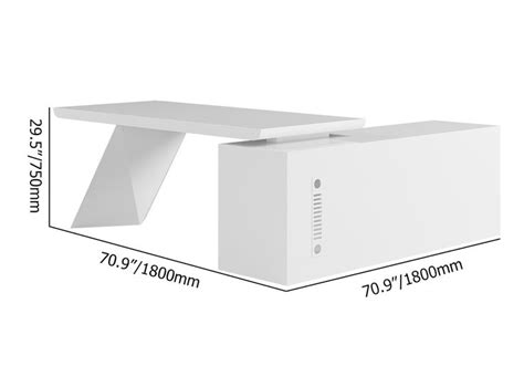 78.7" Modern White L-Shape Executive Desk Drawers & Cabinet Large ...