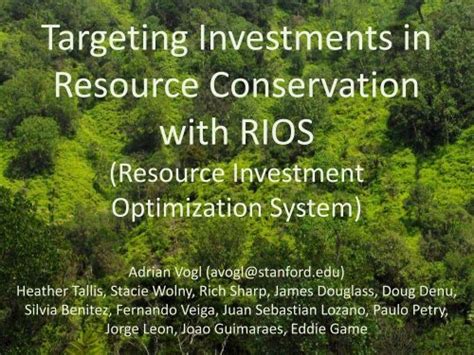 RIOS Overview - Natural Capital Project