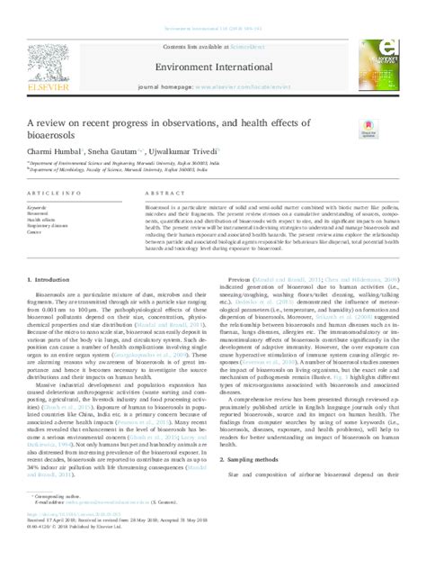 (PDF) Recent Advances in Bioaerosol Research and Health Effects