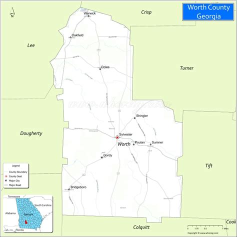 Map of Worth County, Georgia - Where is Located, Cities, Population ...