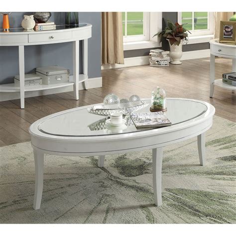 Furniture of America Rego Oval Mirror Top Coffee Table in White - Walmart.com