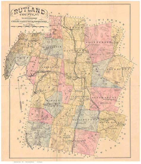 Rutland County Vermont 1880 Old Map Reprint - Gazetteers - OLD MAPS