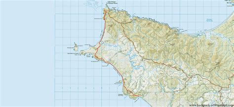 Cape Reinga Walkway Map, : Topo Maps of New Zealand Tracks. Topographical NZ.