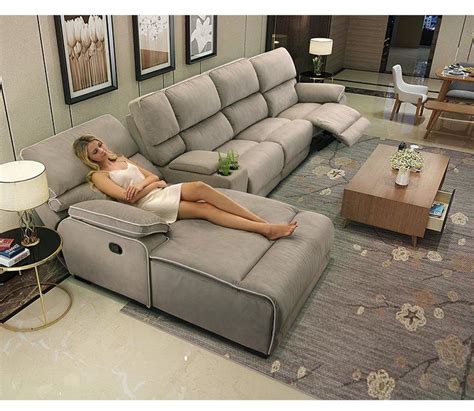 Luxury Sectional Fabric Sofa With Electric Recliner Seat | 1000 ...