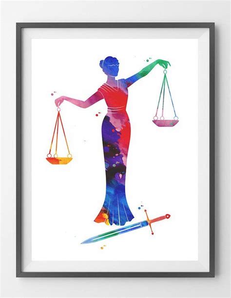 Justice Symbol Watercolor Print Lady Justice Art Print Lawyer Office ...