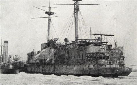 HMS Edinburgh after use as target, 1908