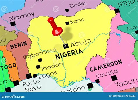 Nigeria, Abuja - Capital City, Pinned on Political Map Stock Illustration - Illustration of ...