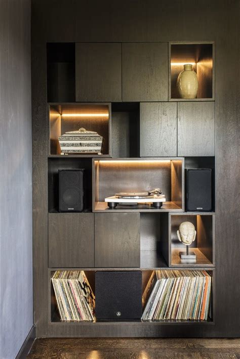 This Dark and Moody Workspace Is the Ideal Home Office | Modern home interior design, Shelving ...