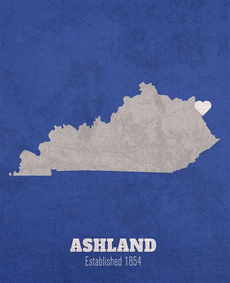 Ashland Kentucky City Map Founded 1854 University of Kentucky Color Palette Mixed Media by ...