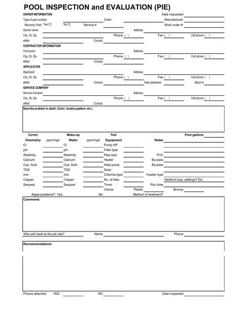 Swimming Pool Inspection Form ≡ Fill Out Printable PDF Forms Online