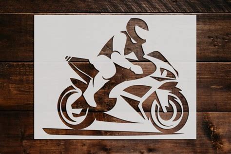 Motorcycle and Rider Stencil - Art and Wall Stencil - Stencil Giant