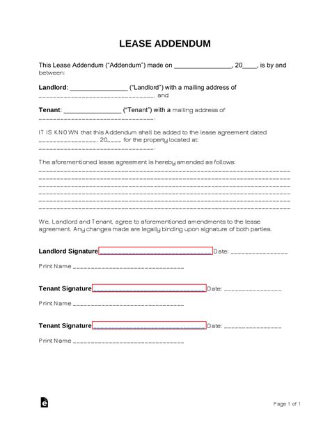 Free Residential Lease Addendum Template - PDF | Word – eForms