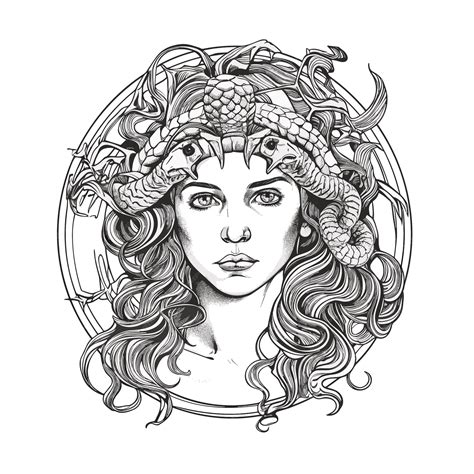 Premium Vector | Sketch Hand drawn single line art coloring page line drawing medusa day