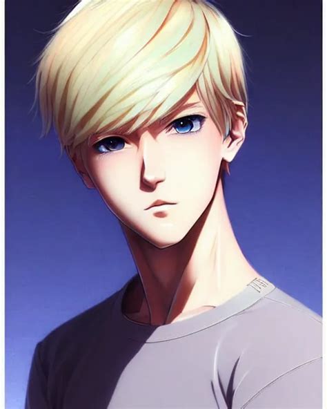 portrait Anime Blonde Boy Short Hair Sharp fine face, | Stable Diffusion