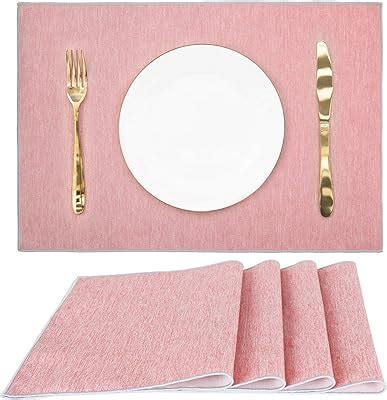 Amazon.com: Winssi Placemats for Dining Table Set of 6, Washable Vinyl ...