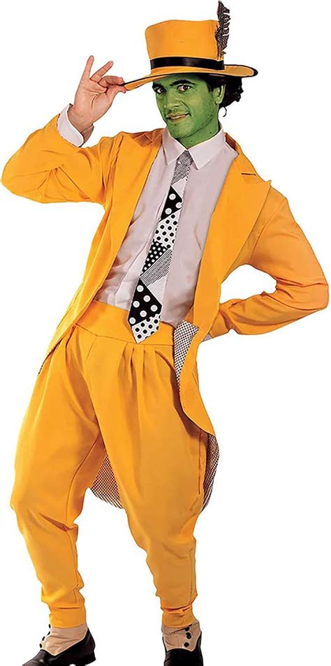 LxUqaq Jim Carrey Cosplay Costume The Mask Mens Manic Superhero Yellow Suit Travestimento ...