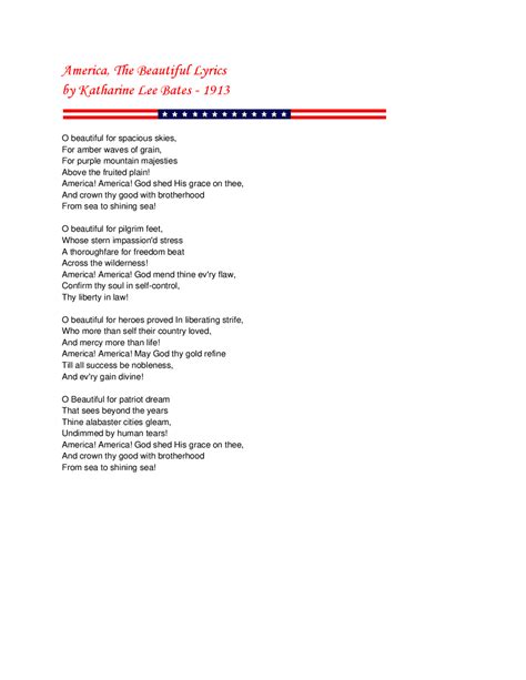 America, The Beautiful Lyrics by Katharine Lee Bates | Study Guides ...