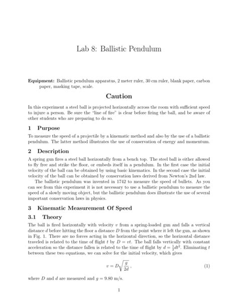 Lab 8: Ballistic Pendulum