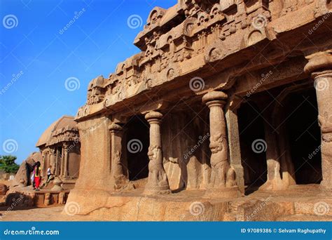 Entrance of Main Hall Sculpures in Mahabalipuram- Five Rathas Stock Photo - Image of five ...