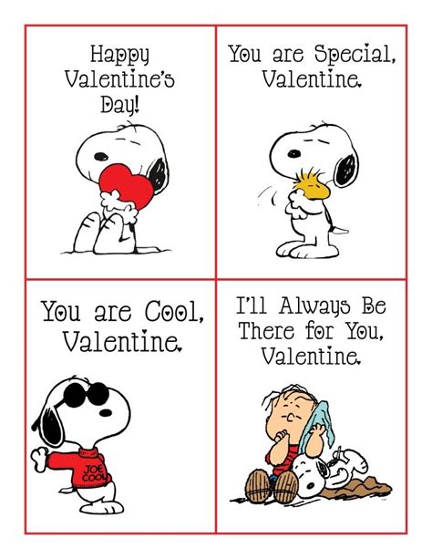 Peanuts Valentine FREE Printable Cards Featuring Snoopy | Printable valentines day cards ...