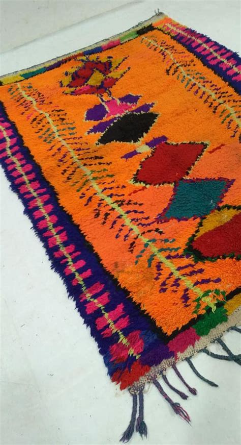 Moroccan rug 4x6 azilal Berber rug Boucherouite rug Morocco | Etsy