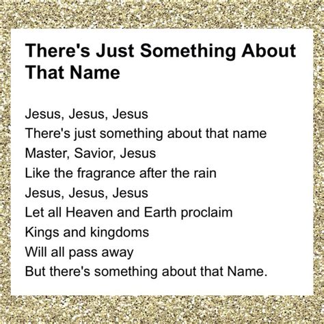 Hymn : There Is Something About the Name Jesus | Praise songs ...