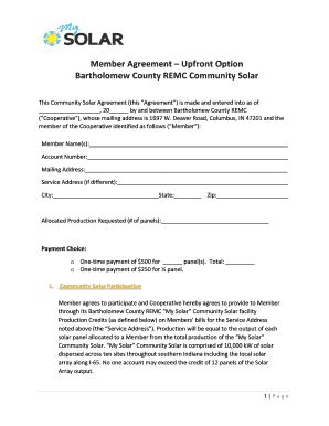 Fillable Online My Solar Agreement - Upfront - Bartholomew County REMC ...