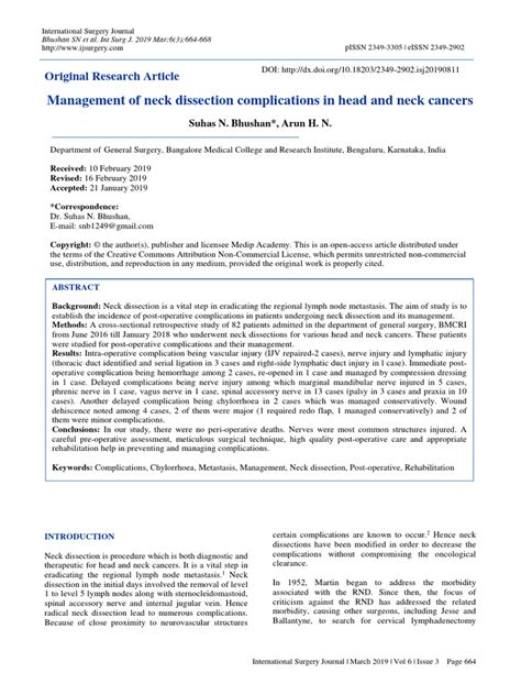 Management of Neck Dissection Complications in Head and Neck Cancers ...