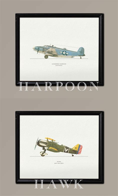 Airplane Wall Art Vintage Plane Collection Aviation Pilot - Etsy