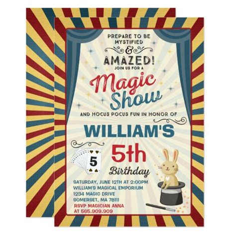 Magician Birthday Invitation Magic Show Party | Zazzle.com